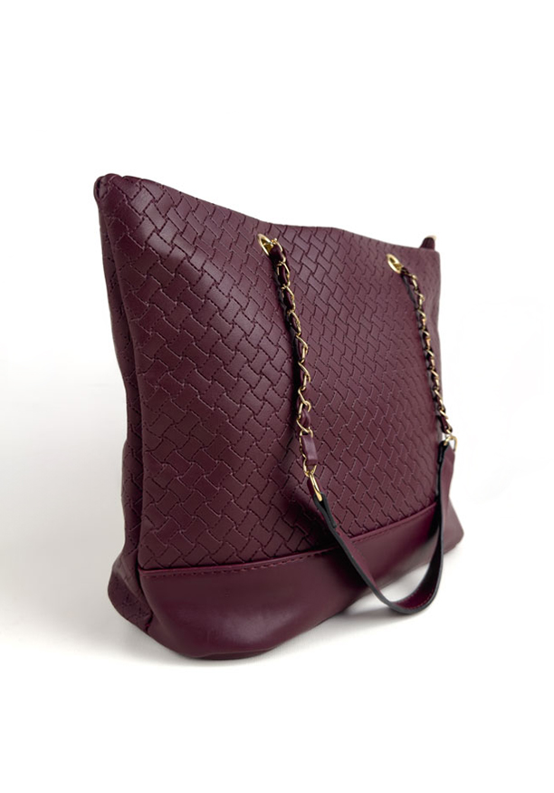 MAROON DECORATIVE CHAIN HAND BAG